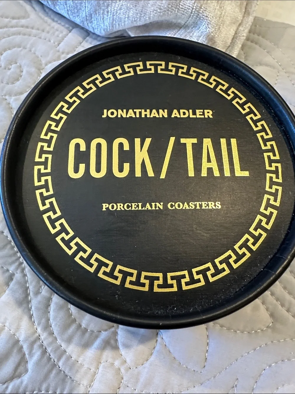 Jonathan Adler Black and Gold Porcelain Coaster Set — Cocktail set